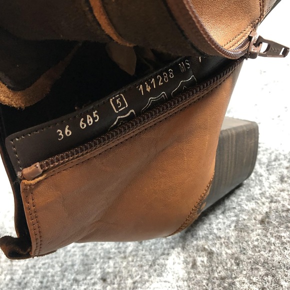 Gabor Boots Womens Size 7 Brown Ankle Booties Leather Side Zip Block Heel Straps - Picture 10 of 16